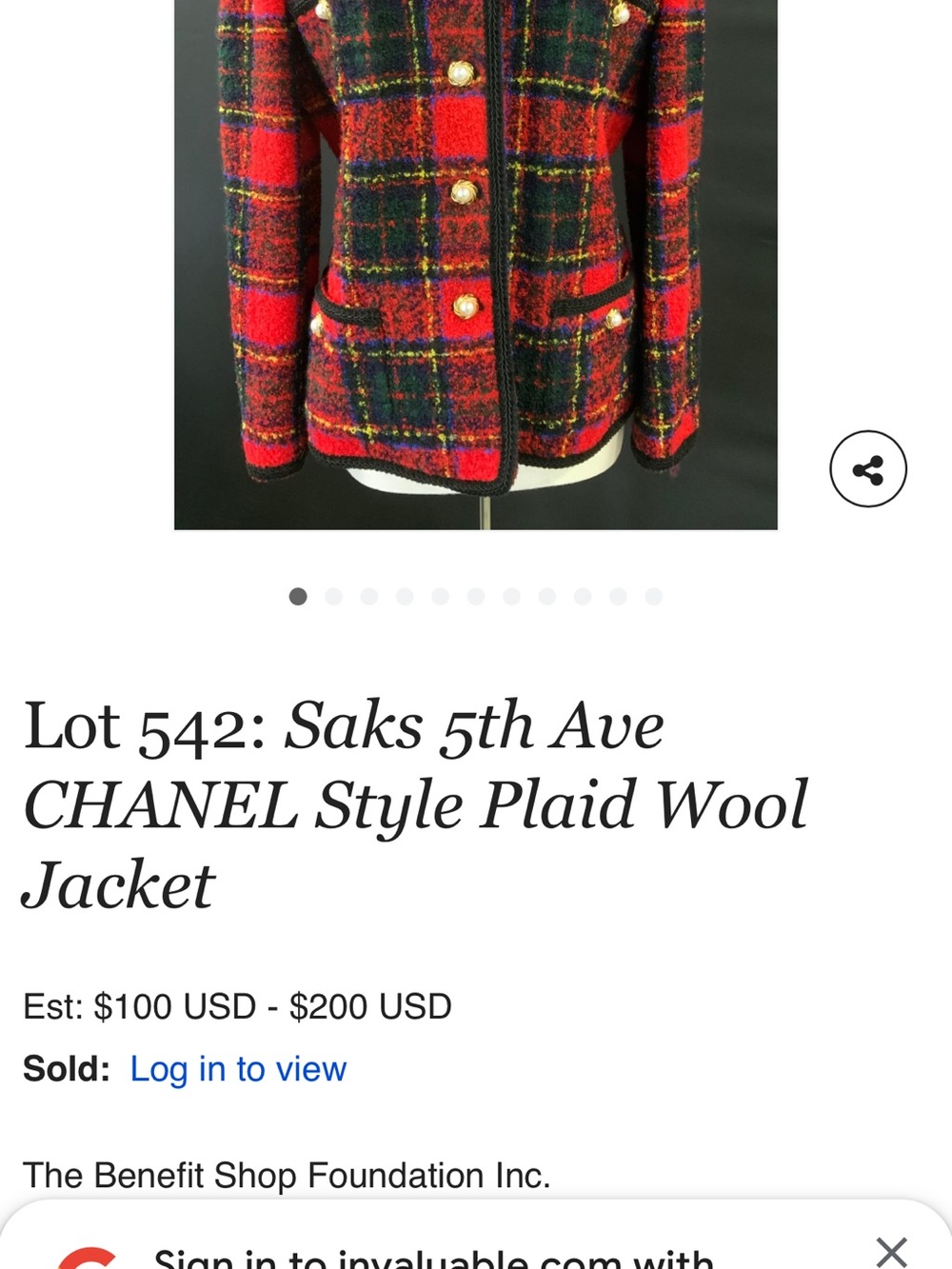 Saks Fifth Avenue - Channel Style Red and Black Plaid Tweed Vintage/Rare Jacket - Picture 3 of 12
